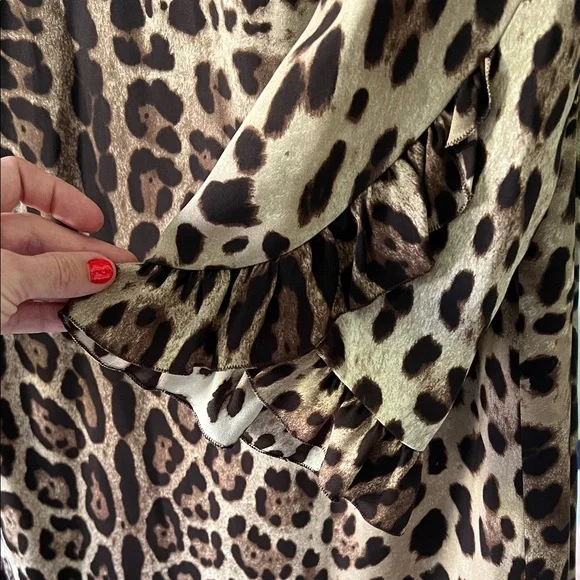Dolce & Gabbana Leopard Print Long Sleeve Dress